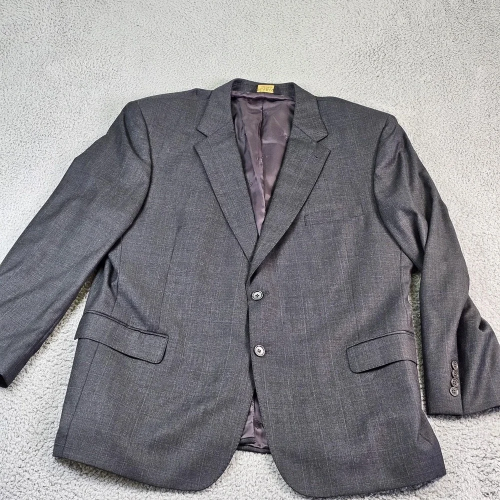 Jos. A. Bank Suit Jacket‎ Mens 48R Gray Plaid Wool Signature Two Button Blazer